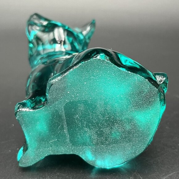 Fenton Aqua Teal Blue Green Glass Pig Figurine Original Sticker - Picture 9 of 10